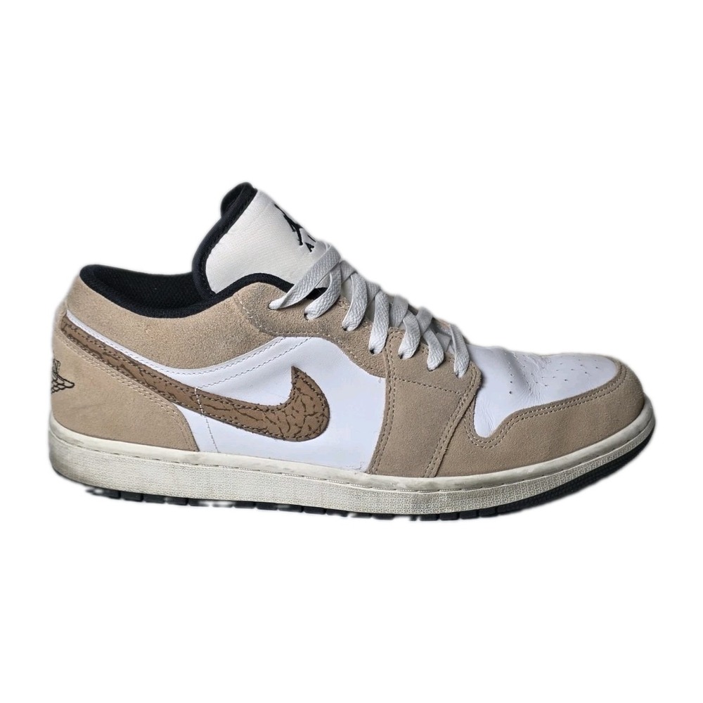 Jordan Air Jordan 1 Low Low Top Suede Leather Sneakers Beige White Black Men's
